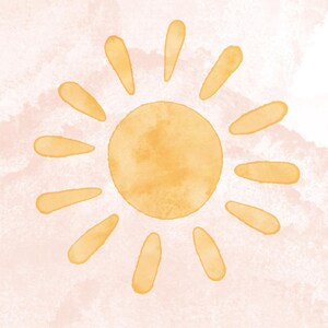 Watercolor bee butterfly and sun print