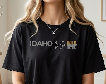 Idaho Bear Silhouette Shirt, Minimalist Mountain Wildlife Tee
