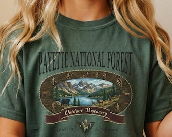 Payette National Forest Idaho Mountains T-Shirt - Retro Wildtier Wandershirt