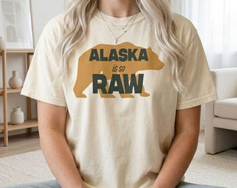 Alaska Bear Shirt, Minimalist Wildlife Travel Tee, Comfort Colors 1717, Nature Apparel