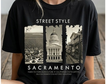 Vintage Sacramento California Fotografie Street Style Komfort Farben T-Shirt