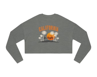 Kalifornien Los Angeles Sunset Palm Crop-Sweatshirt | Vintage Strand Grafik