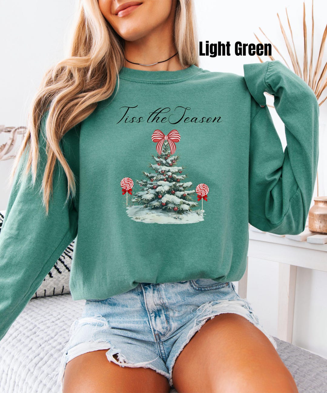 Christmas Tree Tiss the Season Long Sleeve T-shirt, Holiday Tee for Men ...