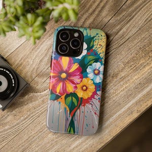Custodia per telefono, custodia rigida con motivo floreale dipinto a olio, design floreale, custodia protettiva, custodia rigida, regalo unico