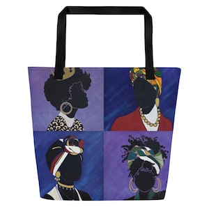 Purple Oversized Art Tote Bag with Gallery Rejects | Reusable Shoulder Bag with Pocket | Bold Artist-Designed Eco Tote