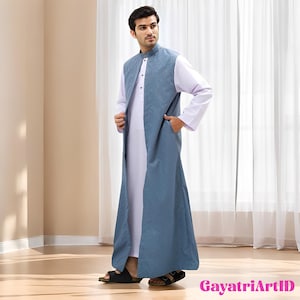 Al Zafa Men's Robe, Stylish Muslim Clothing for Adults, Islamic Clothing, Mens Thobe, Muslim Fashion, Traditional Wear