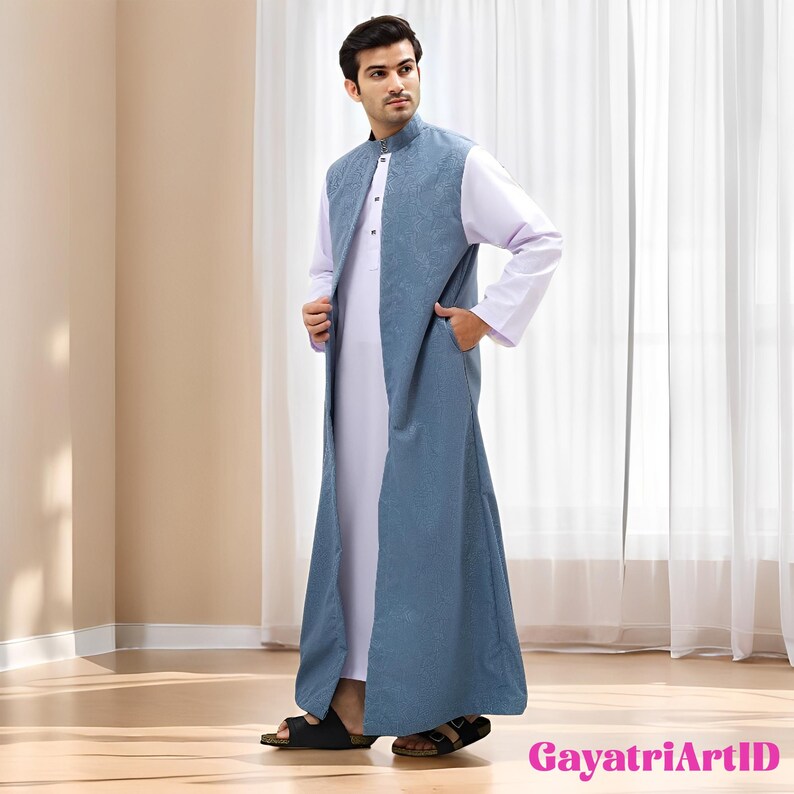 Al Zafa Men's Robe, Stylish Muslim Clothing for Adults, Islamic Clothing, Mens Thobe, Muslim Fashion, Traditional Wear