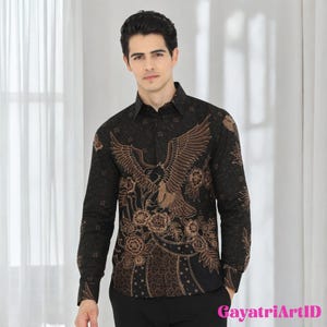 Jayanasa Black Batik Shirt – Men&#39;s Slimfit, Looks Stylish & Classy, Stylish Men, Men Batik, Batik Shirt, Formal Shirt For Men