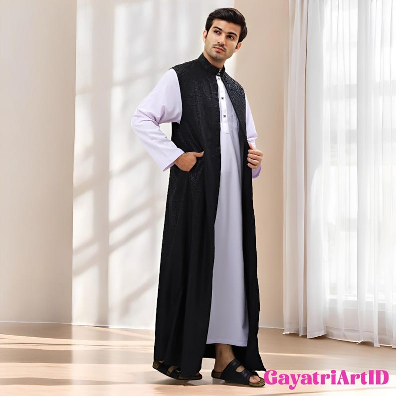 Al Zafa Men's Robe, Stylish Muslim Clothing for Adults, Islamic Clothing, Mens Thobe, Muslim Fashion, Traditional Wear