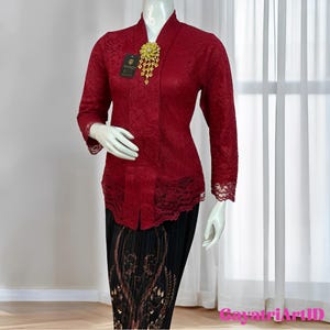 Kartini Kebaya Set für Teenager in Wunderschönem Brokat-Abschluss-Material, Kebaya Dress, Kebaya Modern, Kebaya Encim, Kebaya Set