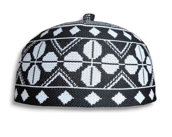 Islamic Knitted Cap for Adults with Modern Ketupat Motif, Comfortable to Wear, Muslim Knit Cap, Religious Cap, Handmade Peci, Muslim Beanie