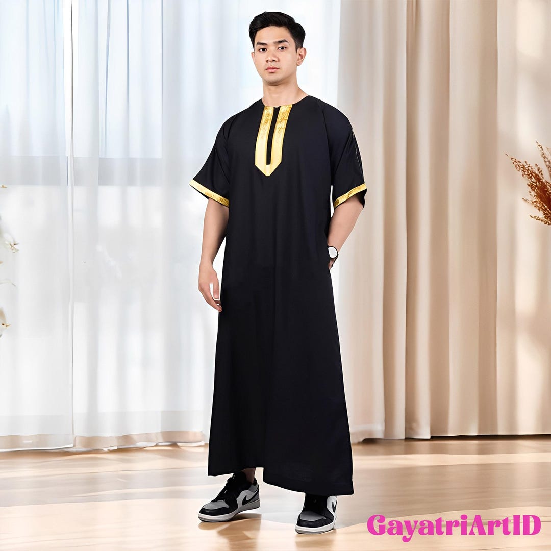 Thobe Robe Khalid Thobes Men's Robe Muslim Long Sleeve Robe, Islamic Clothing ...
