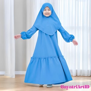 Almayra Fashion Girls&#39; Gamis Hijab Set, Muslim Dress, Kids Abaya, Girls Abaya, Islamic Kids Wear, Girls Islamic Wear