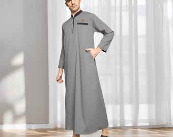 Elegant Plain Muslim Robe for Adult Men, Islamic Clothing, Mens Thobe, Muslim Fashion, Traditional Wear