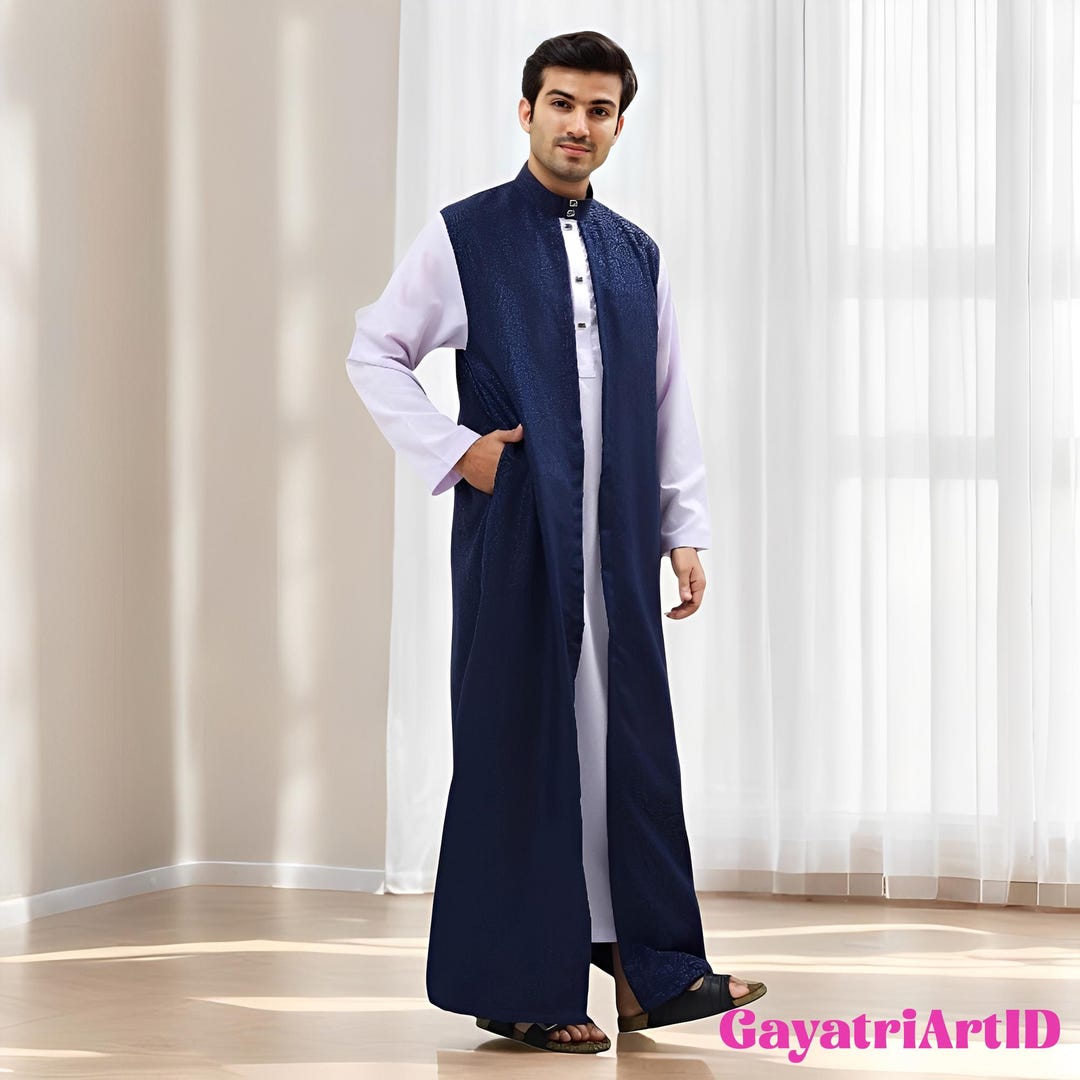 Men's Muslin Robe Al Zafa Men's Robe, Stylish Muslim Clothing for Adults, Islamic ...