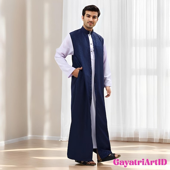Al Zafa Men's Robe, Stylish Muslim Clothing for Adults, Islamic Clothing, Mens Thobe, Muslim Fashion, Traditional Wear