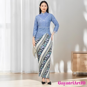Nirmaya Modern Kebaya – Maudi Sequin Blouse and Batik Pleated Skirt Set, Kebaya Dress, Kebaya Modern, Kebaya Encim, Kebaya Set