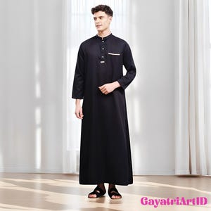 Al-Baz Elegant Long Sleeve Toyobo Men&#39;s Robe, Islamic Clothing, Mens Thobe, Muslim Fashion, Traditional Wear