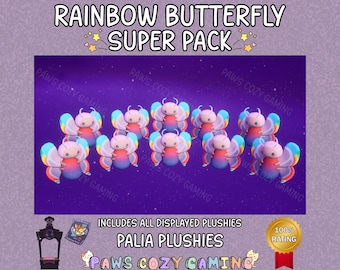 Palia Rainbow Butterfly Super Pack - 10 Rainbow Tipped Butterfly Plush - RTB Plush - Rainbow Plushies - Palia Bug Catching - Palia Plushies