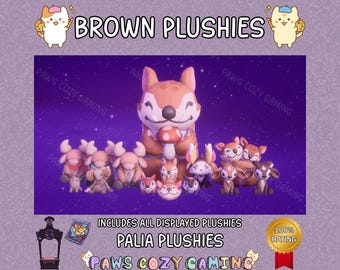 Palia Brown Plushies Pack - Giant Chapaa Plushie- Ormuu - Sernuk - Flutterfox - Striped Chapaa - Elder Sernuk - Worn Mouse - Palia Plushies