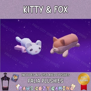 Palia Kitty And Fox Pack - Cutesy Kitty Plushies - Slumber Fox Plushies - Palia Solstice Plushies - Palia Maji Market Plush - Palia Plushies