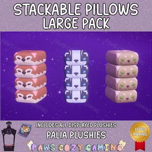 Palia Kuschelkissen Großpackung - stapelbares Chapaa Kissen - stapelbares Muujin Kissen - stapelbares Palcat Kissen - Palia Plushies