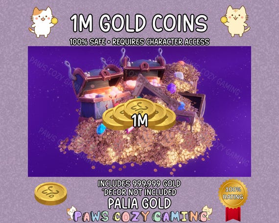 Palia Treasure Large Gold Pack - 999,999 Gold - Palia 1M Treasure - Palia Gold 999K Treasure Pack - Palia Character Gold - Palia Helpers