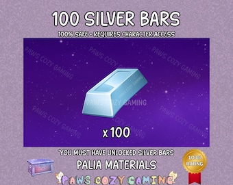 Palia Silver Bars Small Pack - 100 Silver Bars - Palia Mining - Palia Kilima - Palia Crafting - Palia Silver Ingot Resources - Palia Helpers