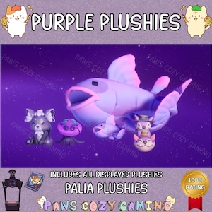 Palia Purple Plushies - Riesiger Uralter Fisch - Nox Palcat - Elder Shmole - Chapaa Hut Enkii Kissen - Palia Chapaa Plüsch - Palia Plushies