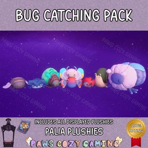 Bug Catching Pack - Bee Plush - Proudhorn Beetle - Lantern Bug - Rainbow Tipped Butterfly - Ladybug - Snail - Lunar Moth - Palia Plushies