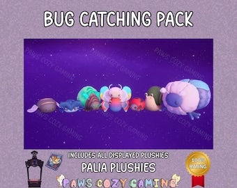 Bug Catching Pack - Bee Plush - Proudhorn Beetle - Lantern Bug - Rainbow Tipped Butterfly - Ladybug - Snail - Lunar Moth - Palia Plushies