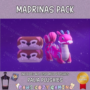 Palia Madrinas Maji & Chapaa Kissen Paket - Stapelbare Chapaa Kissen - Madrinas Pink Maji Drachen - Palia Holunderholz - Hot Pot - Palia Plushies