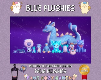 Palia Blue Plushies Pack - Maji Dragon - Tau - Ogopuu - Silverwing - Blue Palcat - Azure Chapaa - Proudhorned Beetle - Li'l - Palia Plushies