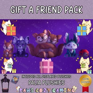 Palia Gift a Friend Plushies Pack - Palia Gift - Palia Referral - Chapaa Plush - Flutterfox Plush - Bug Plush - Nox Palcat -  Palia Plushies