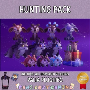 Jagd Palia Plushies Pack - Chapaa Plüsch - Proudhorn Sernuk Plüsch - Muujin Plüsch - Bestell Sernuk - Disco Deer - Lil Sernuk - Palia Plushies