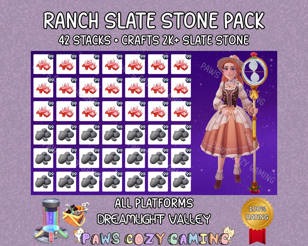 Dreamlight Valley Wishblossom Ranch Slate Stone Pack - Slate Stone Path ...