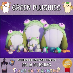 Palia Green Plushies Pack - Frogbert Plüschtiere - Leafy - Cyl - Ogopuu - Laternenkäfer - Nibbles - Chapaa - Schnecke - Flutterfox - Palia Plushies