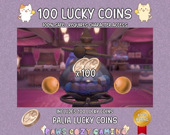 Palia Lucky Coin Small Pack - 100 Lucky Coins  - Palia Zeki's Wondrous Machine - Zeki's Lucky Box Tokens - Plushie Coins - Palia Helpers