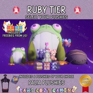 Palia Ruby Tier Plushies - Madrinas Pink Maji Dragon - Giga - Nox Sandi - Nibbles - Stackable - Chapaa - Rainbow Butterfly - Palia Plushies
