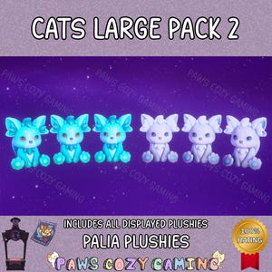 Palia Cats Large Pack 2 - Palia Elderwood Plüschtiere - Blaues Palcat Plüschtier - Weißes Palcat Plüschtier - Teal Palcat - Verschneiter Palcat - Palia Plushies
