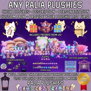 PaliaAny Plushie - Plüschauswahl - Make Your Plushie List - Palia Elderwood - Palia Custom Order - Chapaa - Flutterfox - Palia Plushies