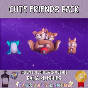 Palia Cute Friends Pack - Ogopuu Plushie - Ladybug Plush - Finding Friends Hugging Chapaa Plush - Chapaa Hut Fun Guy Plush - Palia Plushies