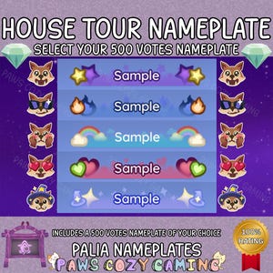 Palia House Tour Namensschild - Diamond Tier - House Votes - Reaktionen - Star Name - Herz Name - Regenbogen Wolke - Magischer Name - Palia Namensschild