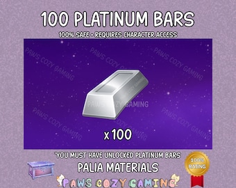 Palia Platinum Bars Small Pack - 100 Platinum Bar - Palia Mining - Palia Elderwood - Palia Crafting - Palia Ingot Resource - Palia Helpers