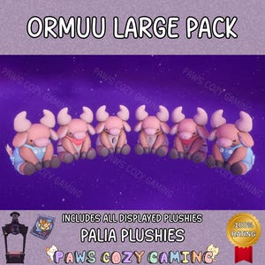 Palia Ormuu Plushies Großes Paket - Palia Kuh Plüschtiere - Cherrytail Ormuu - Cottonbean Ormuu - Butterball Ormuu - Ranch Haus - Palia Plushies