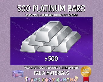 Palia Platinum Bars Large Pack - 500 Platinum Bar - Palia Mining - Palia Elderwood - Palia Crafting - Palia Ingot Resource - Palia Helpers