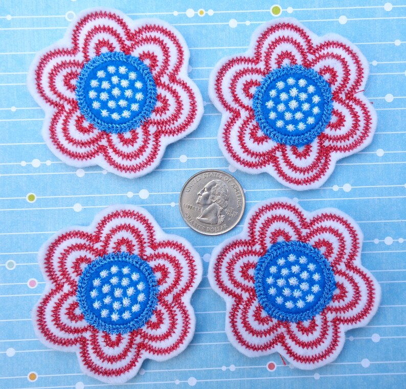 Flower Felties DIY Machine Embroidery Felties Set of Four Red Etsy