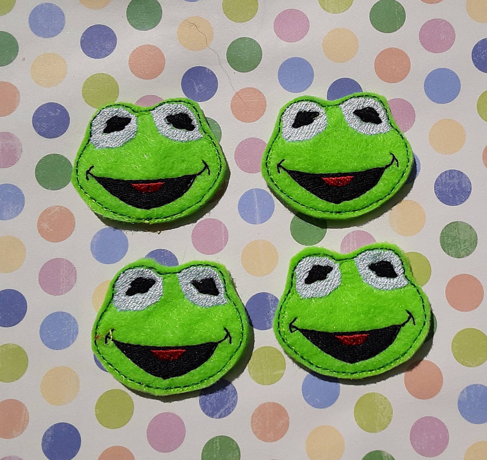 Kermit 4 Cut Felties Machine Embroidered Felties Four Cut Etsy India