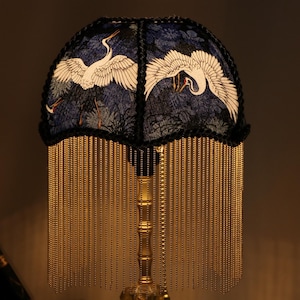 Handmade Brass Crane Table Lamp: Retro Tassel Bedroom Desk Light Housewarming Gifts image 6