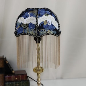 Handmade Brass Crane Table Lamp: Retro Tassel Bedroom Desk Light Housewarming Gifts Style 2